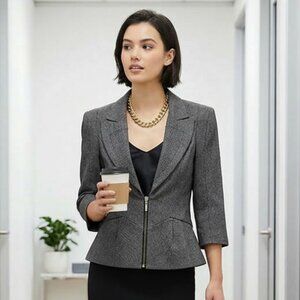 Cue Australia Cropped Peplum Blazer Size 2